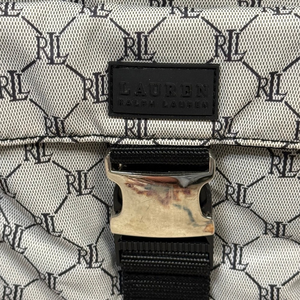 Lauren Ralph Lauren Monogram Tote Bag‎ Black White Canvas Zip Top - Picture 6 of 10